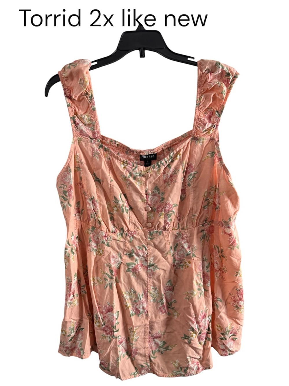 torrid peach floral square-neck tank top